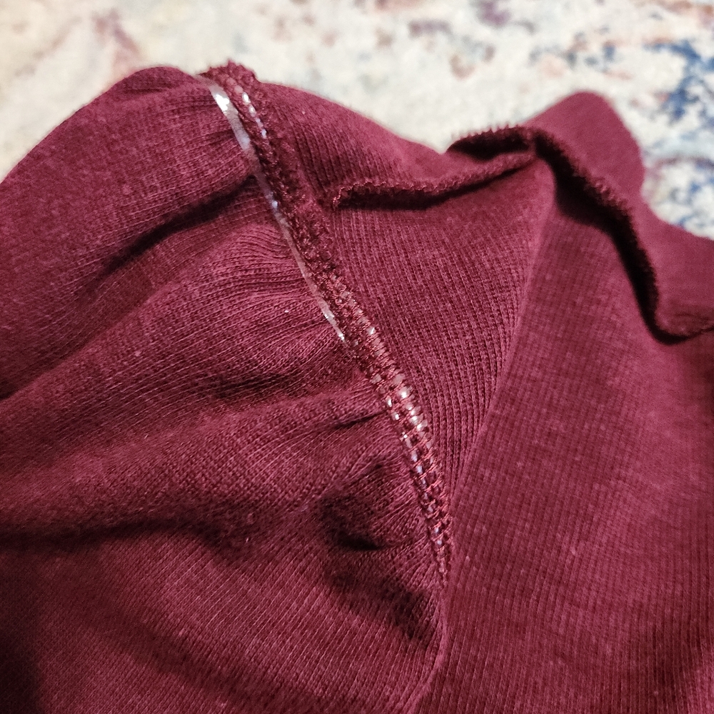 Madewell (Re)sourced Mockneck Puff-Sleeve Top Sweater Burgundy Size Small - Picture 8 of 14